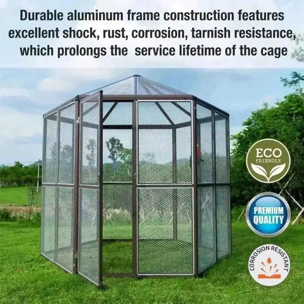 Large Bird Cage Pet Parrot House Cockatiel Finch Iron Wire Walk-in Aviary Hexagon Space Enough