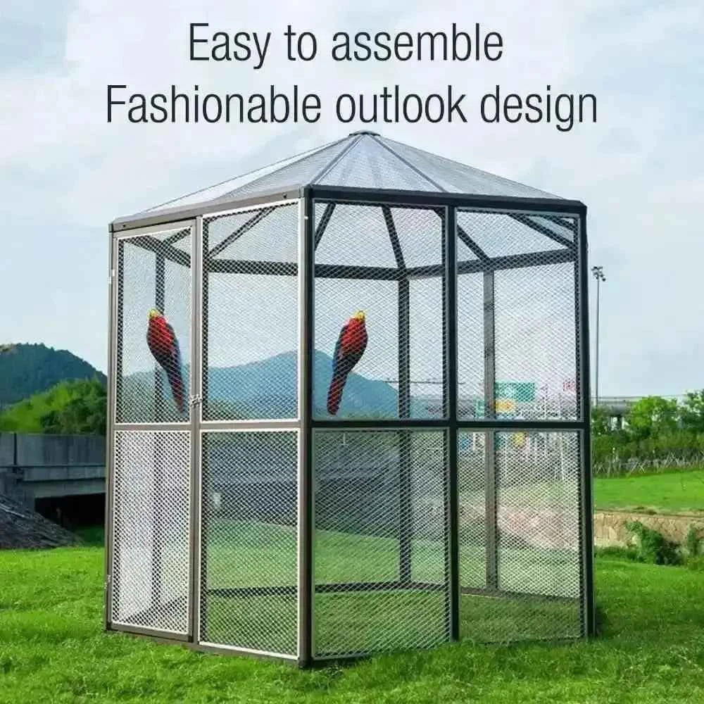 Large Bird Cage Pet Parrot House Cockatiel Finch Iron Wire Walk-in Aviary Hexagon Space Enough