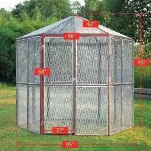 Large Bird Cage Pet Parrot House Cockatiel Finch Iron Wire Walk-in Aviary Hexagon Space Enough
