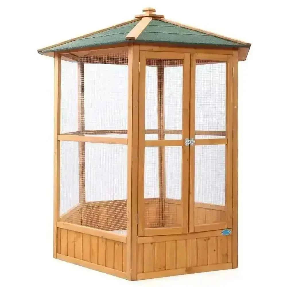 Large Wooden Outdoor Aviary with Covered Roof Wooden Outdoor Bird Cage
