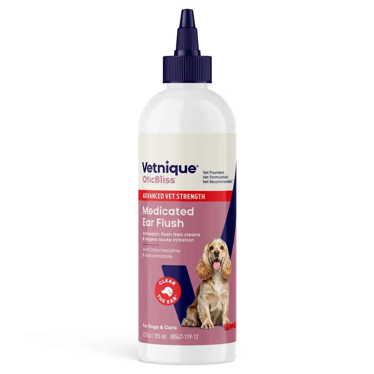 Vetnique Labs Oticbliss™ Advanced Vet Strength Medicated Anti-Bacterial & Anti-Fungal Ear Flush, 12 fl oz