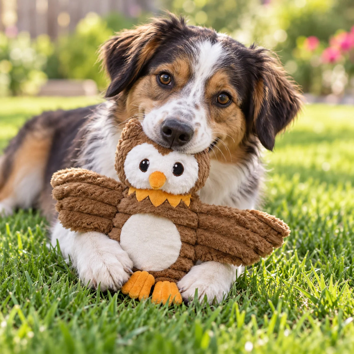 Petlou Zoo Friends Owl Squeaky Plush Dog Toy 16"