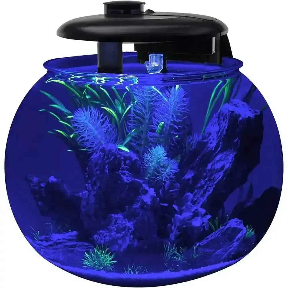 Penn-Plax AquaSphere Aquarium for Freshwater and Saltwater Filtration System and LED Light Display