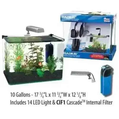 Penn-Plax Radius Aquarium Kit LED Light, Internal Filter Perfect for Shrimp & Fish 10 Gallon Tank