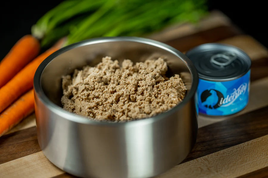 The best wet dog food for sensitive stomachs in canned form, packed with quail broth for added flavor.