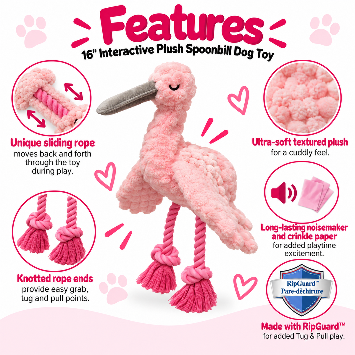 Petlou Tuggyz Spoonbill Dog Tug Toy 16"