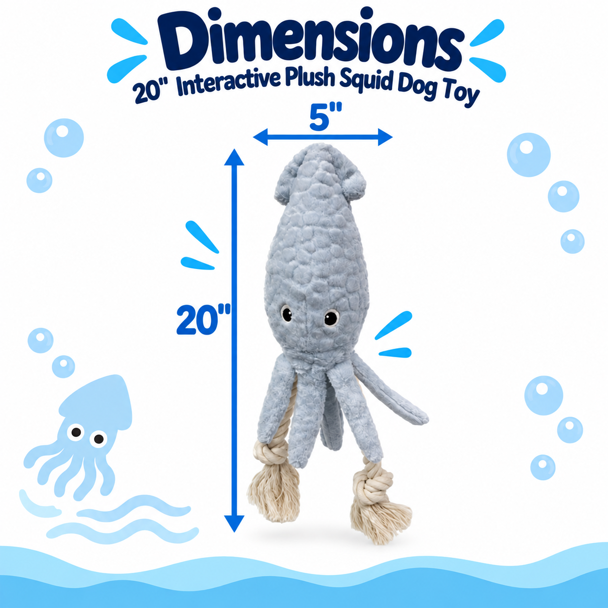 Petlou Tuggyz Squid Dog Tug Toy 20"
