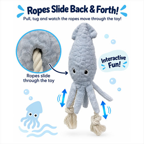 Petlou Tuggyz Squid Dog Tug Toy 20"