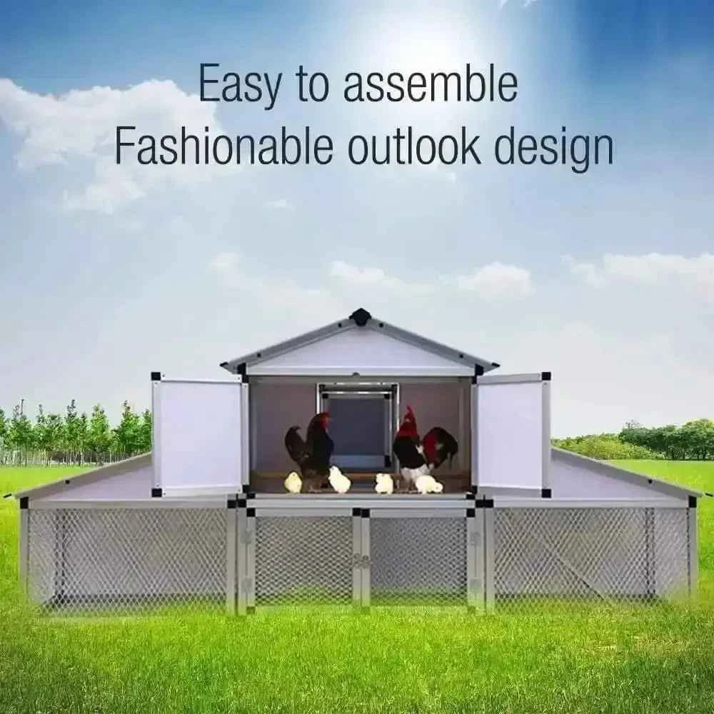 Talis New Large Metal Chicken Coop Walk-in Poultry Cage Chicken Run House for Outdoor Farm Heavy