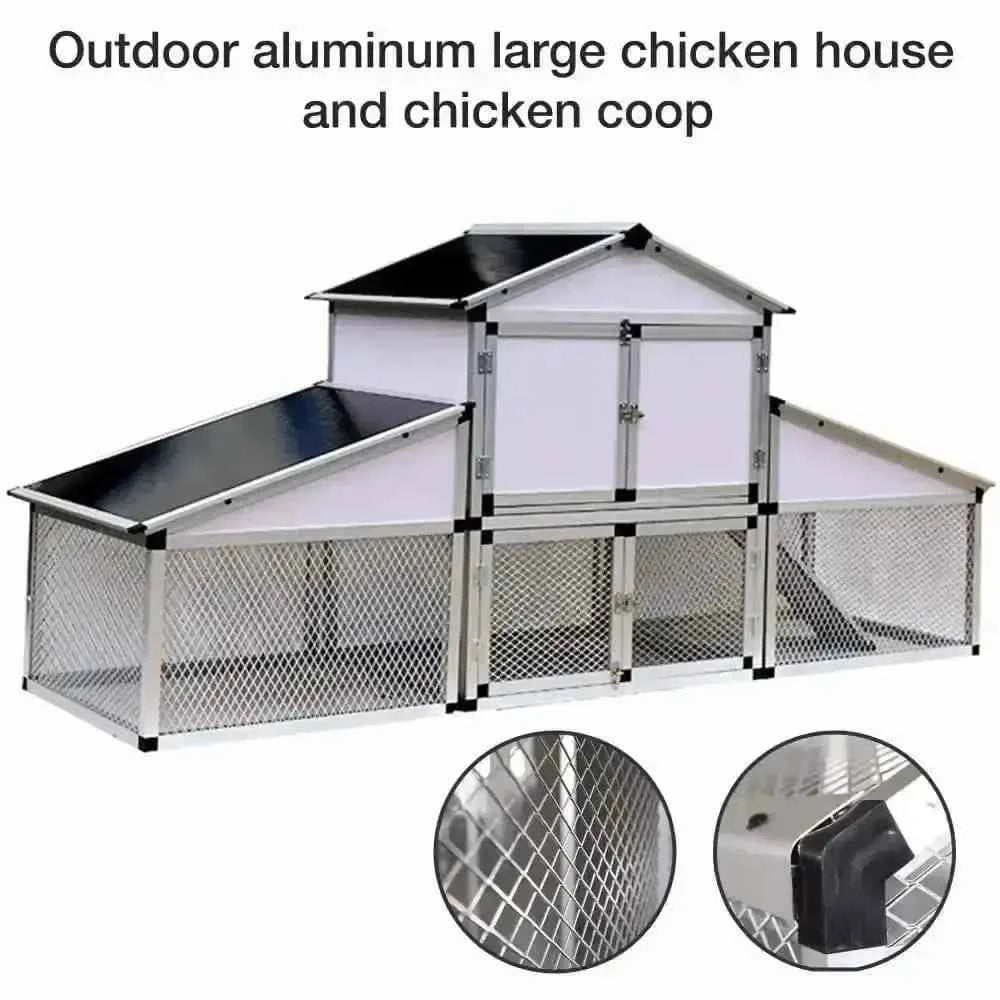 Talis New Large Metal Chicken Coop Walk-in Poultry Cage Chicken Run House for Outdoor Farm Heavy