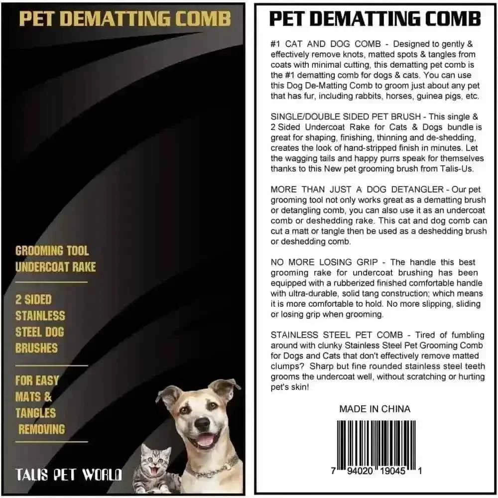 Talis Us Pet Dematting Comb for Dogs with Ergonomic Handle