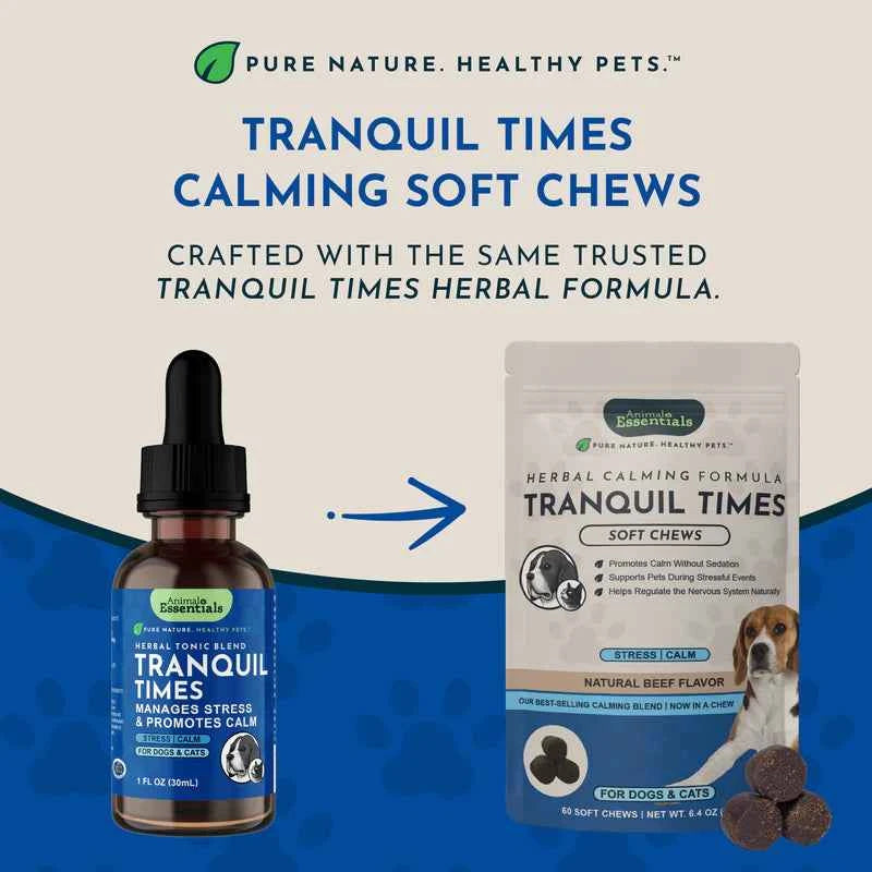 Animal Essentials Tranquil Times Herbal Soft Chews Herbal Calming Formula  60 Count