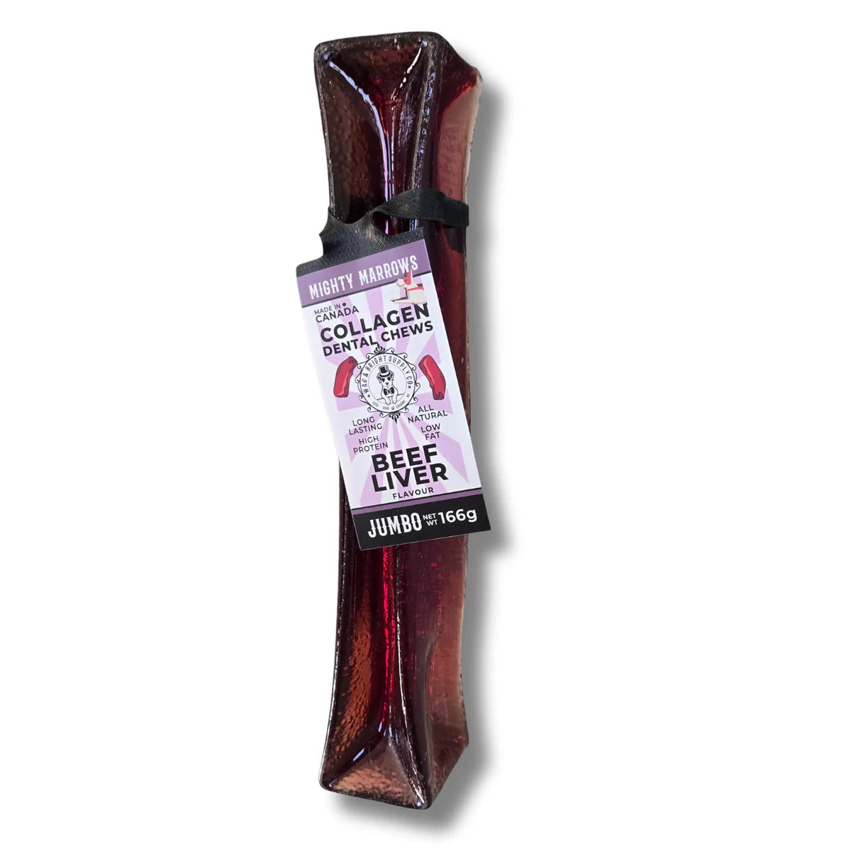 Wag & Bright Mighty Marrows Beef Liver Collagen Dental Chew, Jumbo 166g size.