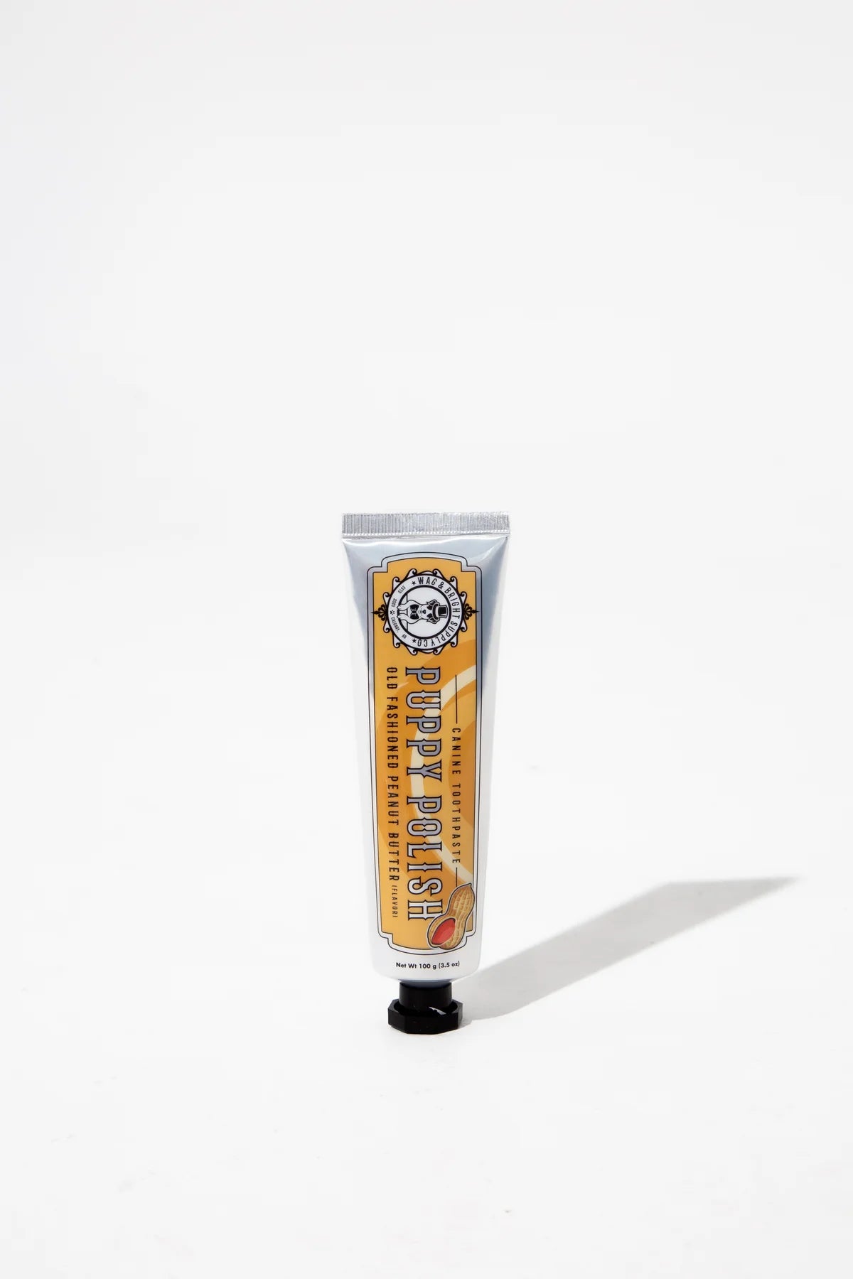 Wag & Bright Puppy Polish Natural Canine Toothpaste in a 3.5oz tube, peanut butter flavor.