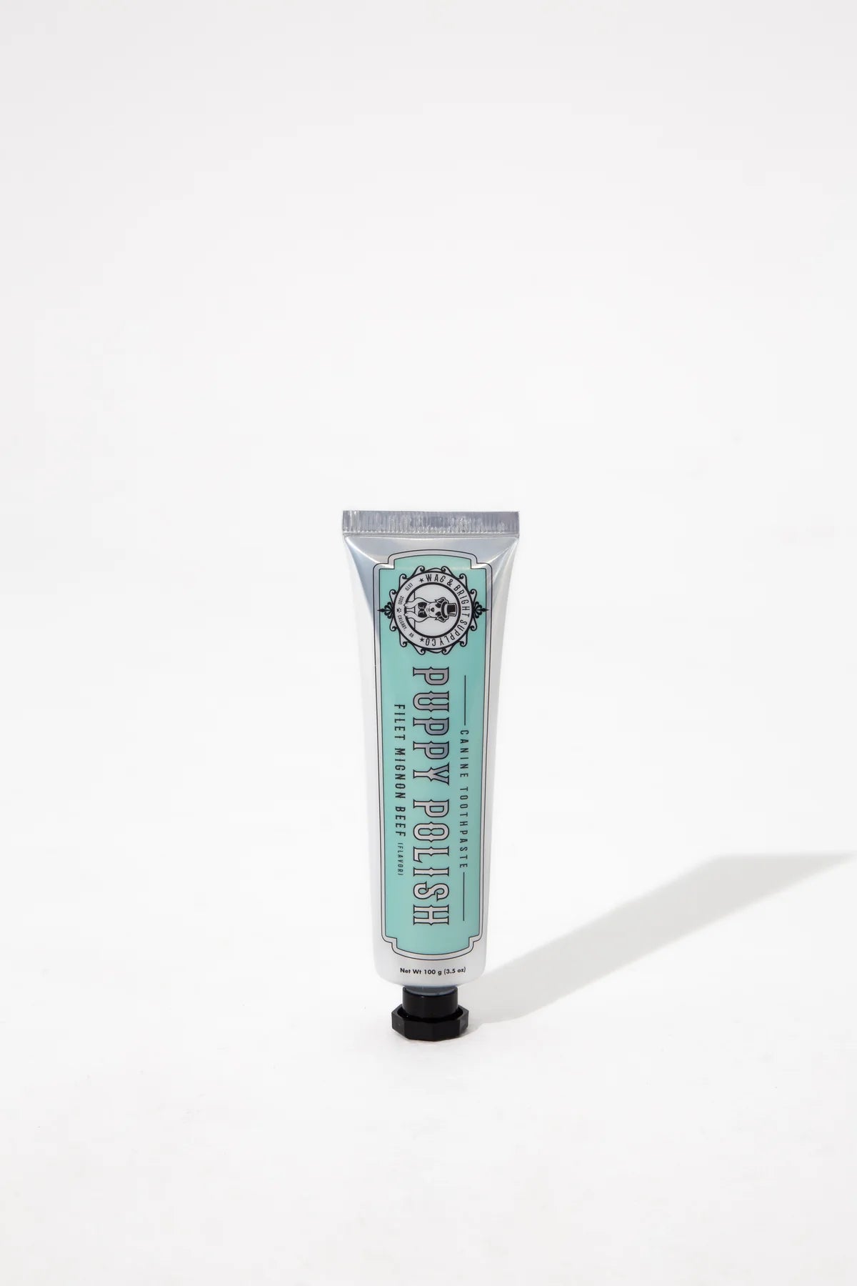 Wag & Bright Puppy Polish Natural Canine Toothpaste in a 3.5oz tube, Filet Mignon Beef flavor.