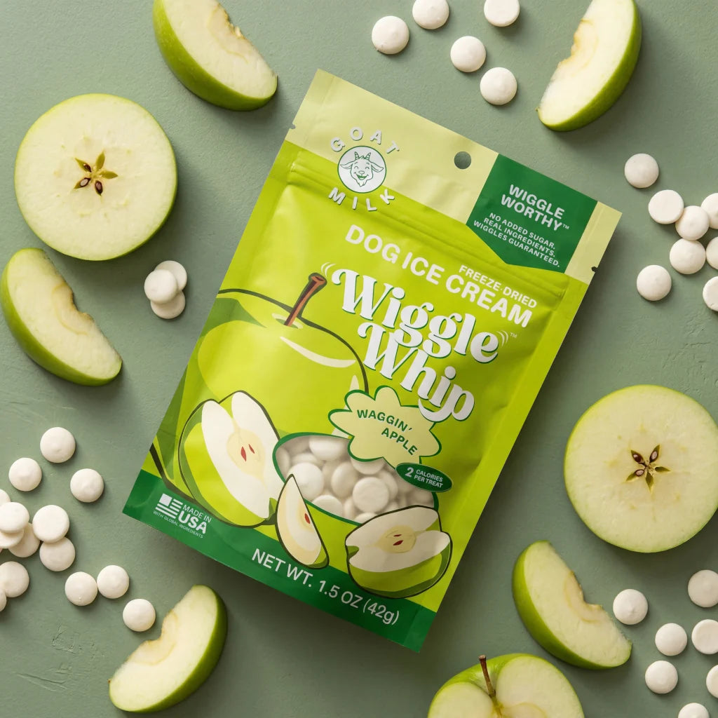 GreenLine Pet Supply Wiggle Whip Freeze Dried Waggin Apple Ice Cream 1.5oz