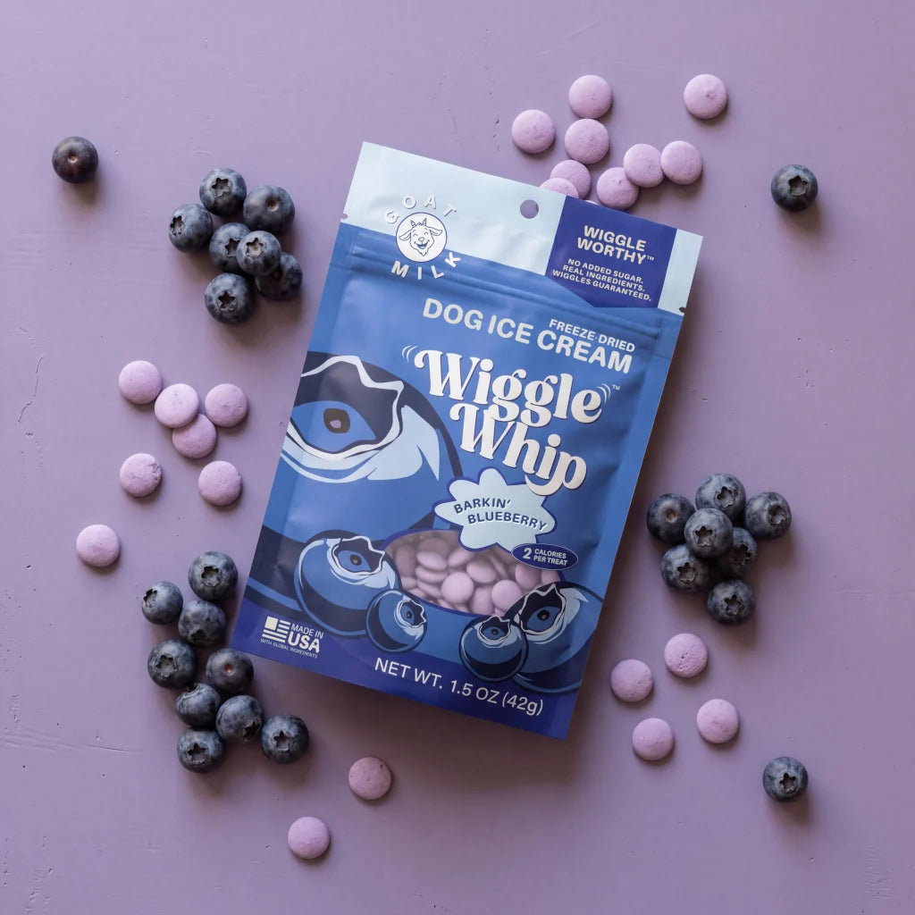 GreenLine Pet Supply Wiggle Whip Freeze Dried Barkin' Blueberry Ice Cream 1.5oz
