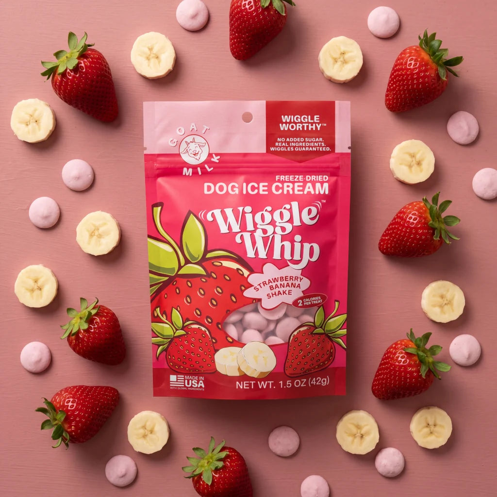 GreenLine Pet Supply Wiggle Whip Freeze Dried Strawberry/Banana Ice Cream 1.5oz