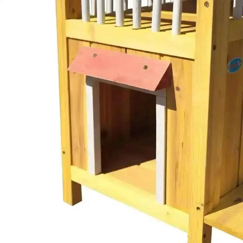 Wooden Waterproof Cat Dog Puppy House with Ladder 2 Story