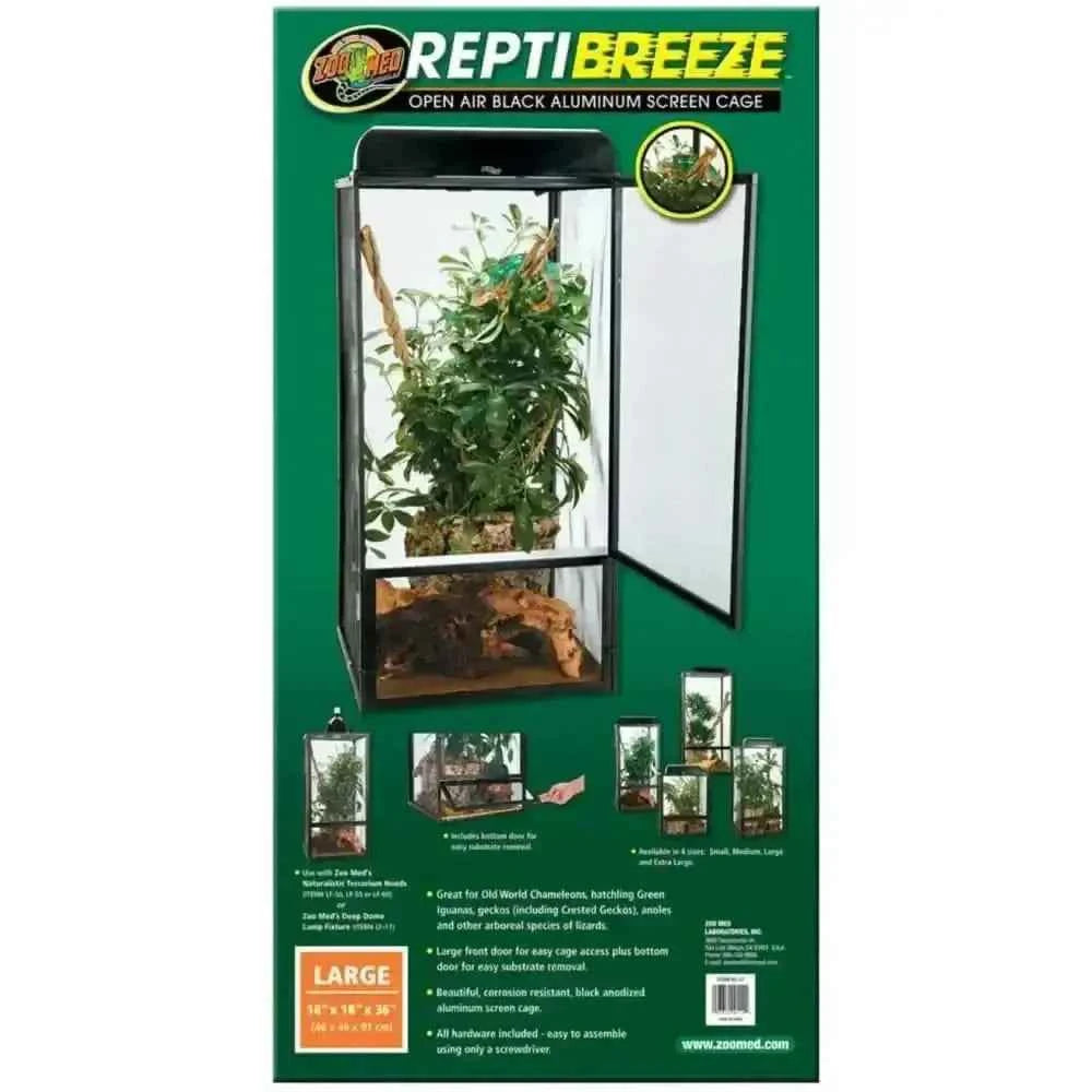 Zoo Med ReptiBreeze Open Air Aluminum Screen Cage Black
