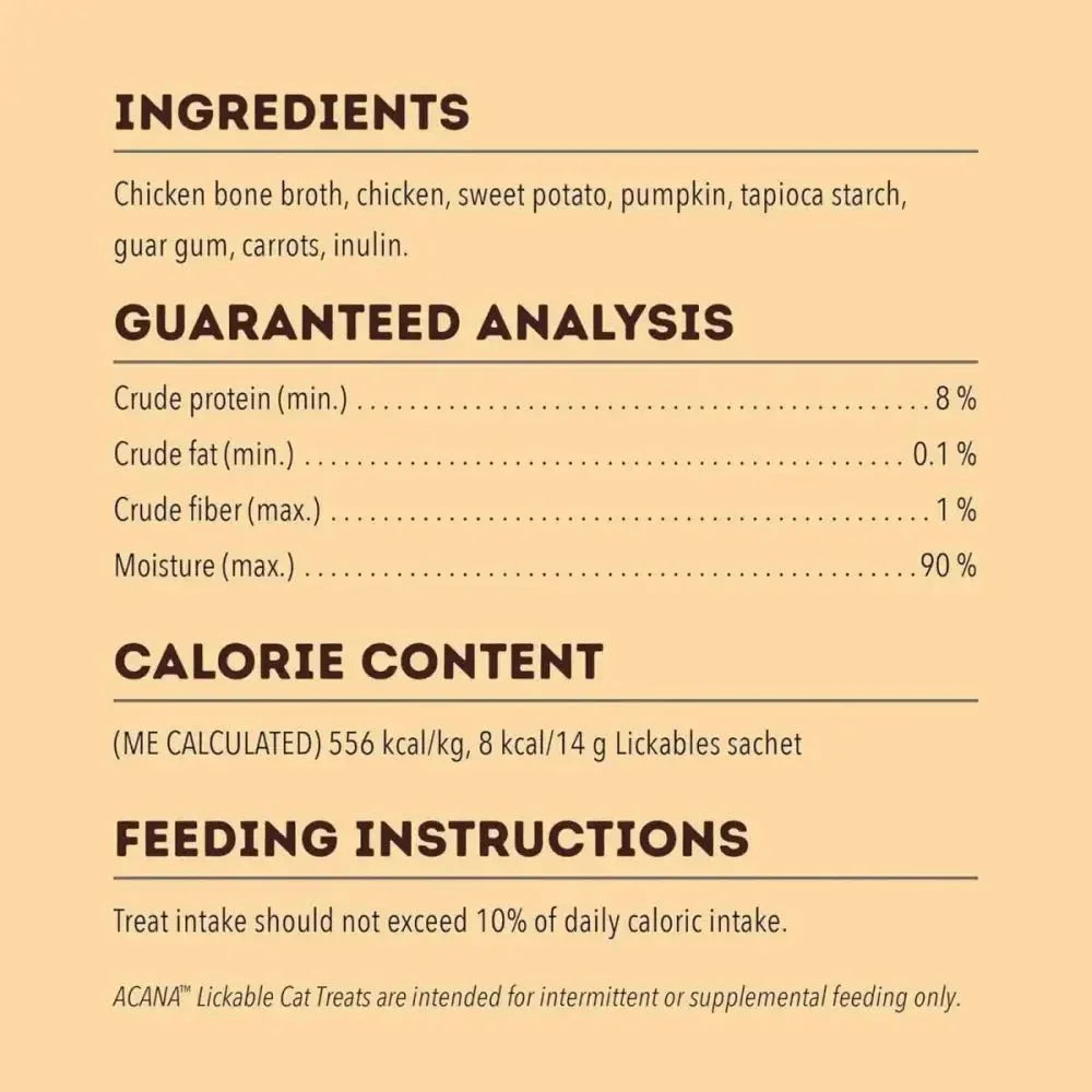 Acana Chicken Lickables Healthy Digestion Cat Treats 2.5 oz - Talis Us