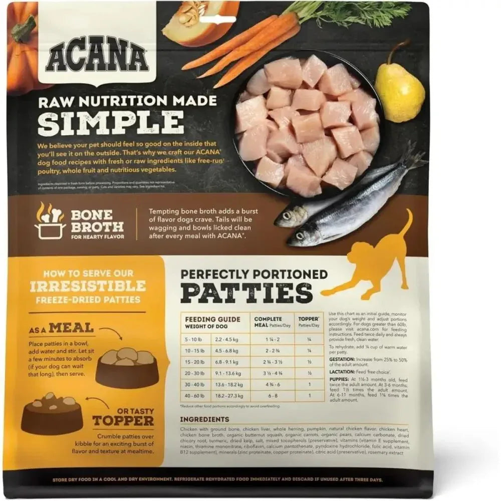 ACANA Free - Run Chicken Patties Freeze - Dried Dog Food & Topper 14 oz - Talis Us