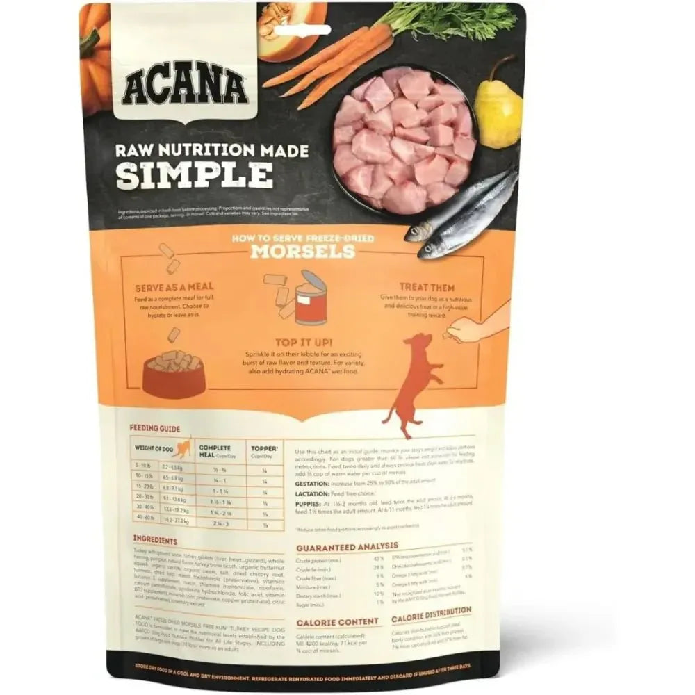 ACANA Free - Run Turkey Morsels Freeze - Dried Dog Food & Topper 8 oz - Talis Us