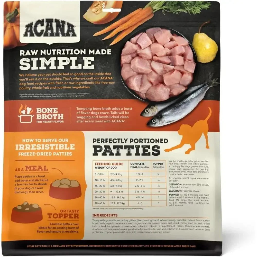ACANA Free - Run Turkey Patties Freeze - Dried Dog Food & Topper 14 oz - Talis Us