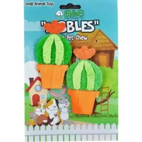 AE Cage Company Nibbles Barrel Cactus Loofah Chew Toy with Wood AE Cage Company