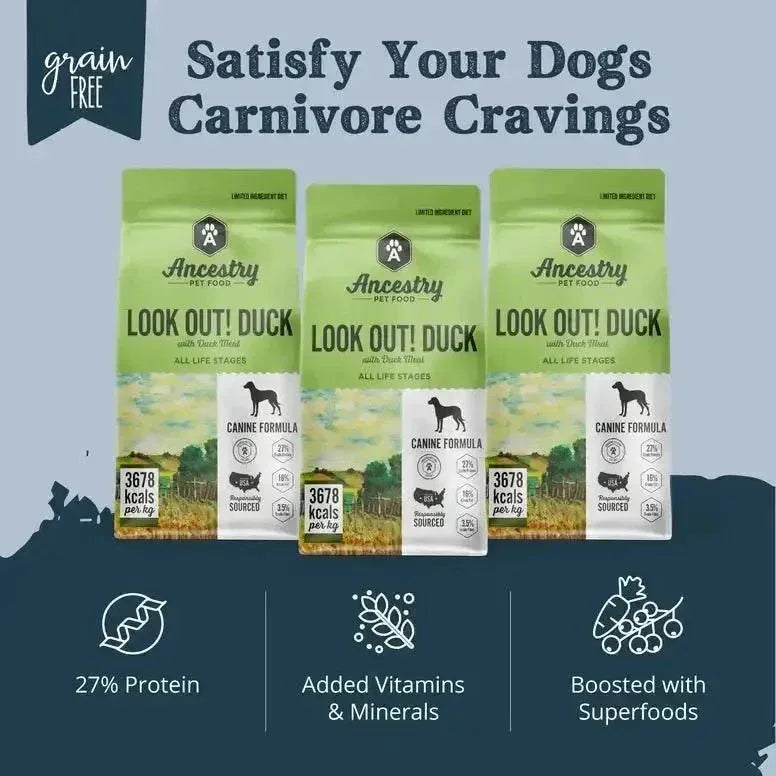Ancestry Pet Food Duck Meal & Potato Formula Dry Kibble Dog Food - Talis Us