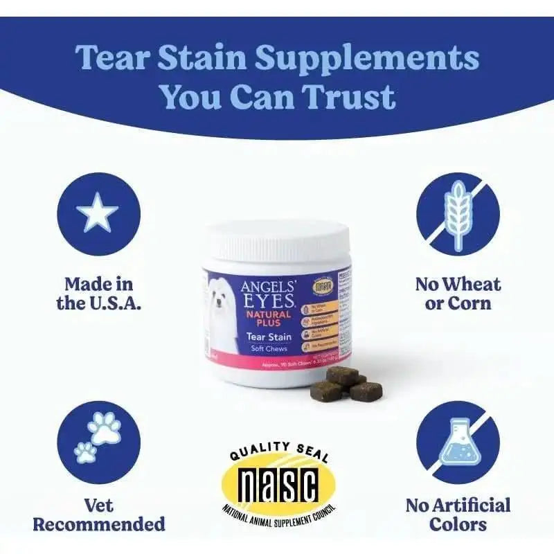 Angels' Eyes Natural Plus Tear Stain Beef Flavored Soft Chew Supplement for Dogs 90ct - Talis Us