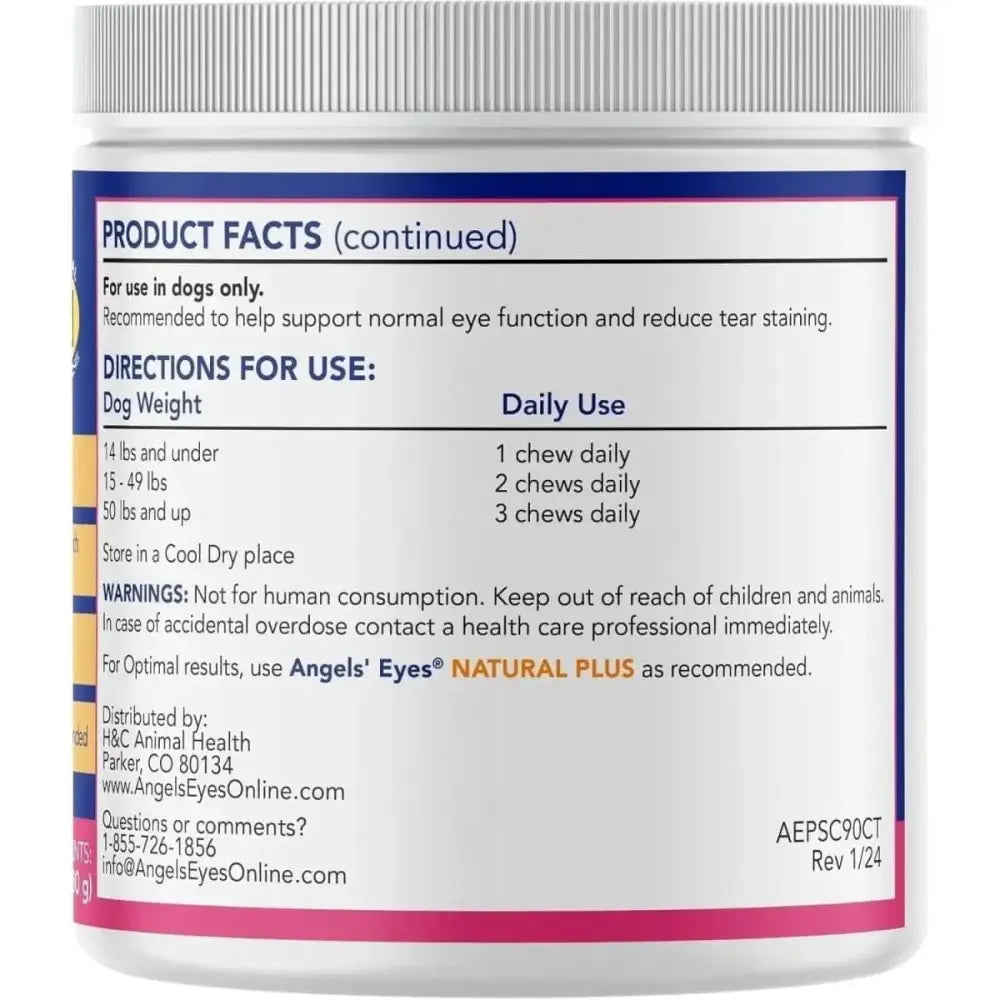 Angels' Eyes Natural Plus Tear Stain Beef Flavored Soft Chew Supplement for Dogs 90ct - Talis Us