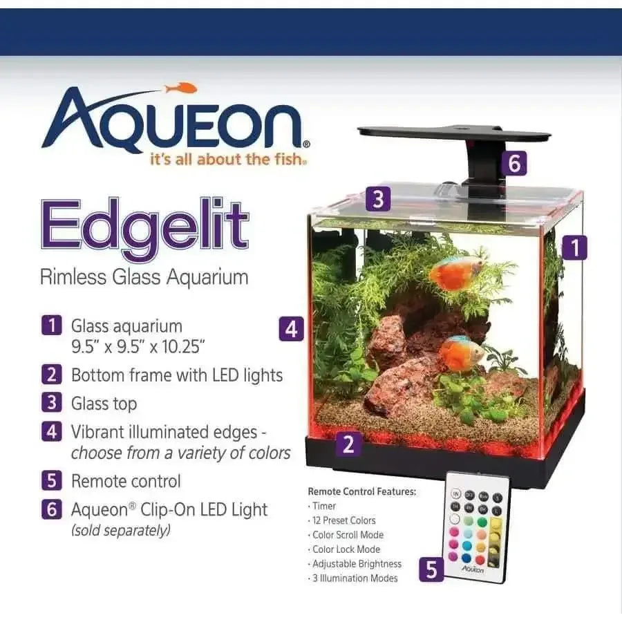 Aqueon Edgelit Cube Glass Aquarium Vibrant LED Remote Control Aqueon® CPD