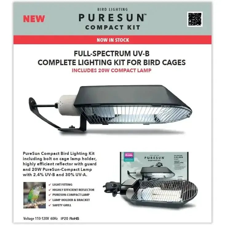 Arcadia Bird PureSun Compact Kit UVB Lighting System for Bird Cages - Talis Us