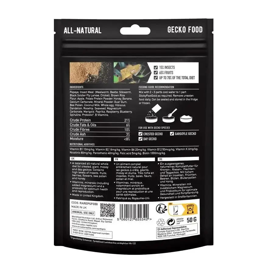 Arcadia EarthPro StickyFoot Gold Gecko Food 1.76 Oz - Talis Us