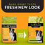 AvoDerm chicken meal and brown rice dog food bags showcasing new packaging design and natural ingredients