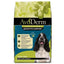 AvoDerm Grain Free LID Revolving Menu Trout & Pea Recipe Dry Dog Food features a black and white dog, avocados, and highlights easy-to-digest ingredients for sensitive skin and stomach.