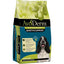 AvoDerm Grain Free LID Revolving Menu Trout & Pea Recipe Dry Dog Food bag features a black and white dog, green avocados, and highlights support for sensitive skin and stomach.