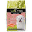 AvoDerm salmon and vegetables dog food in a bag featuring a dog and fresh ingredients