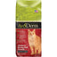 AvoDerm Natural Adult Chicken & Herring Meal Dry Cat Food features an orange cat and product benefits on its red and green packaging.