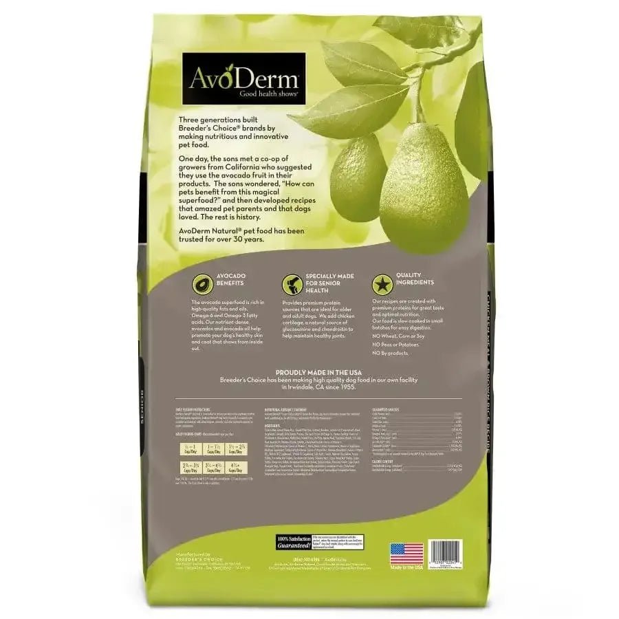 AvoDerm Natural Chicken Meal & Brown Rice Senior Dry Dog Food - Talis Us