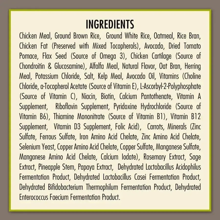 AvoDerm Natural Chicken Meal & Brown Rice Senior Dry Dog Food - Talis Us