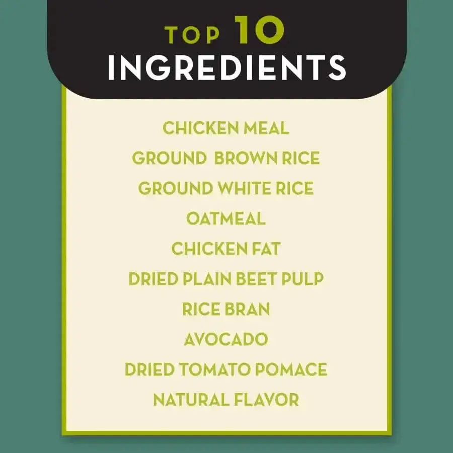 Explore AvoDerm Natural Chicken Meal & Brown Rice - Small Breed Dry Dog Food, featuring wholesome ingredients like chicken meal, ground brown rice, and oatmeal to support your small dog’s health and happiness.