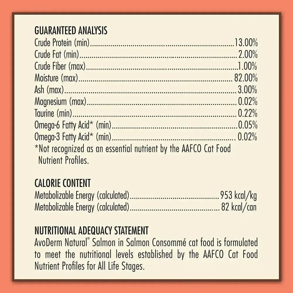 AvoDerm Natural Grain Free Salmon Entrée in Consommé Wet Cat Food 24 / 3 oz - Talis Us
