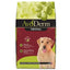 AvoDerm Natural Original Lamb Meal & Brown Rice Recipe Dry Dog Food features a yellow lab, avocado graphics, and text promoting quality ingredients and immune system support.