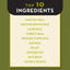 A beige graphic lists the top 10 ingredients of AvoDerm Natural Triple Protein Meal Formula Dry Dog Food 30 lb, including chicken meal, ground brown rice, lamb meal, and turkey meal—ideal for those wanting nutritious options from AvoDerm.