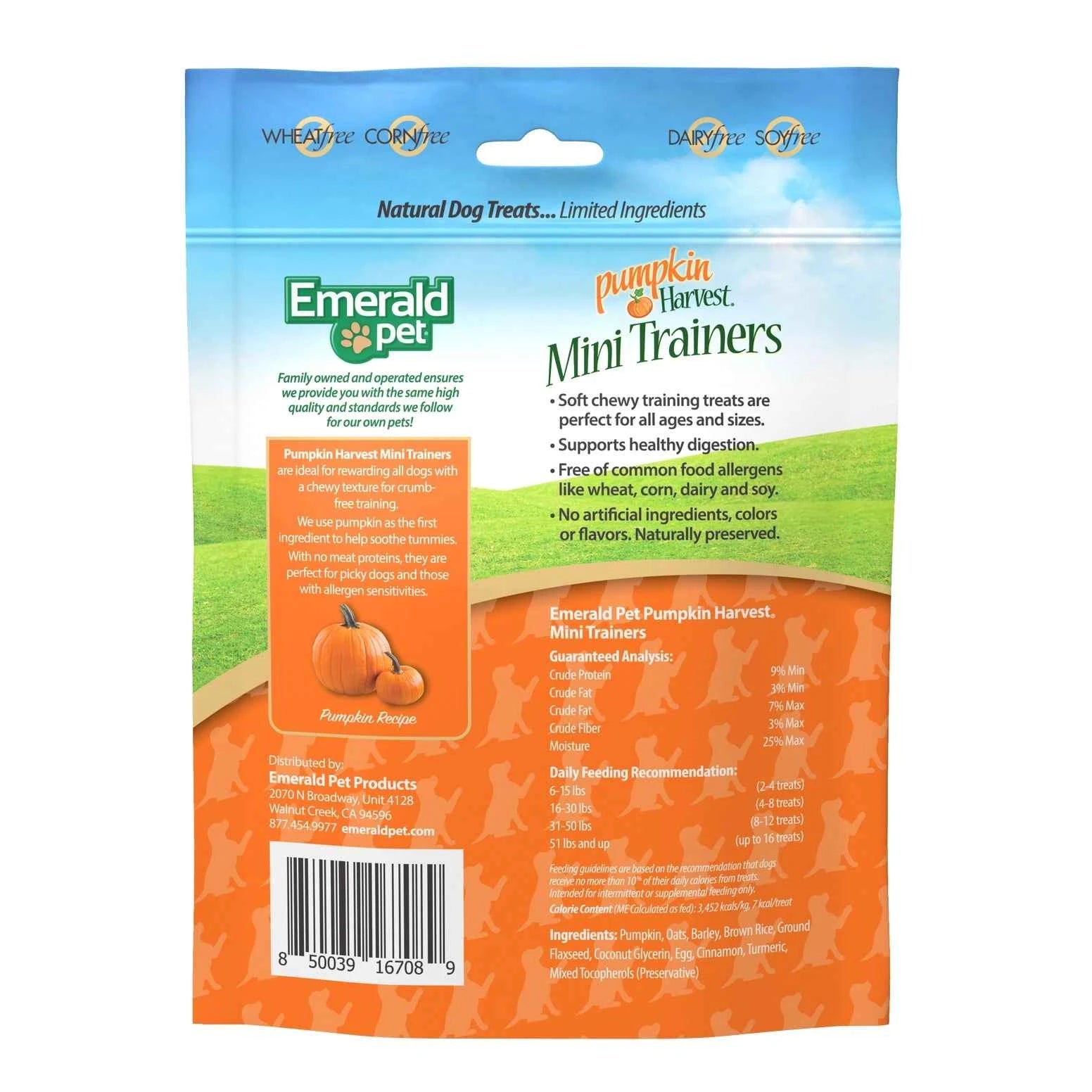 Emerald Pet Pumpkin Harvest Mini Trainers Soft & Chewy Dog Treats 6 oz