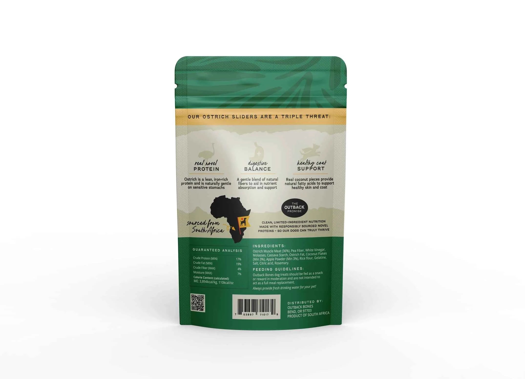 Ostrich Sliders Apple & Coconut Air Dried Dog Treats 5 oz