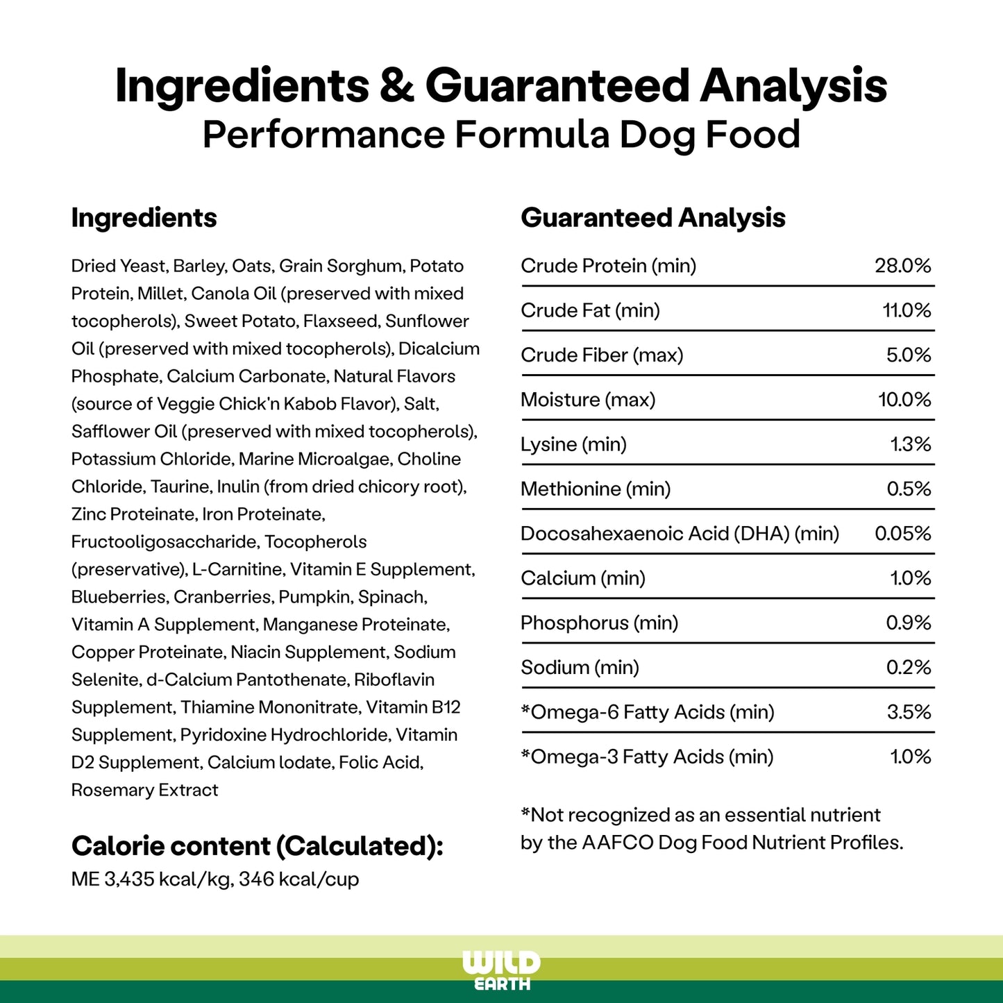 Wild Earth Performance Formula Vegan Dog Food Allergen Free Veggie