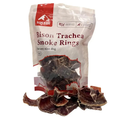 BarkNBig Bison Trachea Smoke Rings Dog Treats 10oz - Talis Us